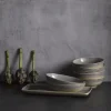 DUDSON Assiette creuse ovale gris porcelaine 21,6x16,4 cm Evo Granite New