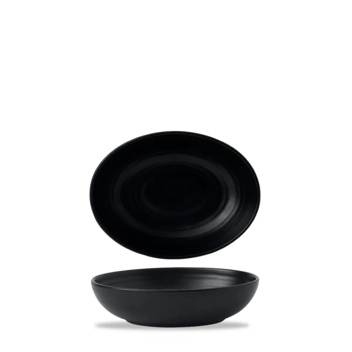 DUDSON Assiette creuse ovale noir porcelaine 21,6x16,4 cm Evo Sale