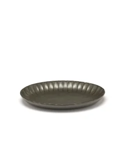 Assiette creuse ovale vert grès émaillé 22x15,4 cm Inku - SERAX New