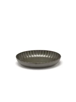 SERAX Assiette creuse ovale vert grès émaillé 19x13 cm Inku New