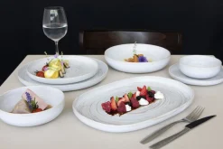 ACCOLADE Assiette creuse rond beige grès émaillé Ø 22 cm Aurora Clearance
