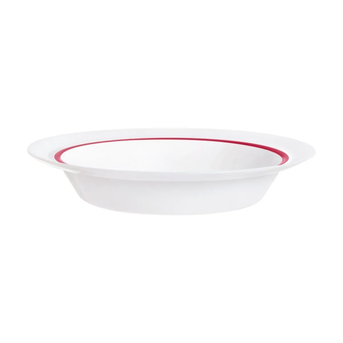 ARCOROC Assiette creuse rond blanc verre opal Ø 23 cm Autonomy Filet Rouge Best