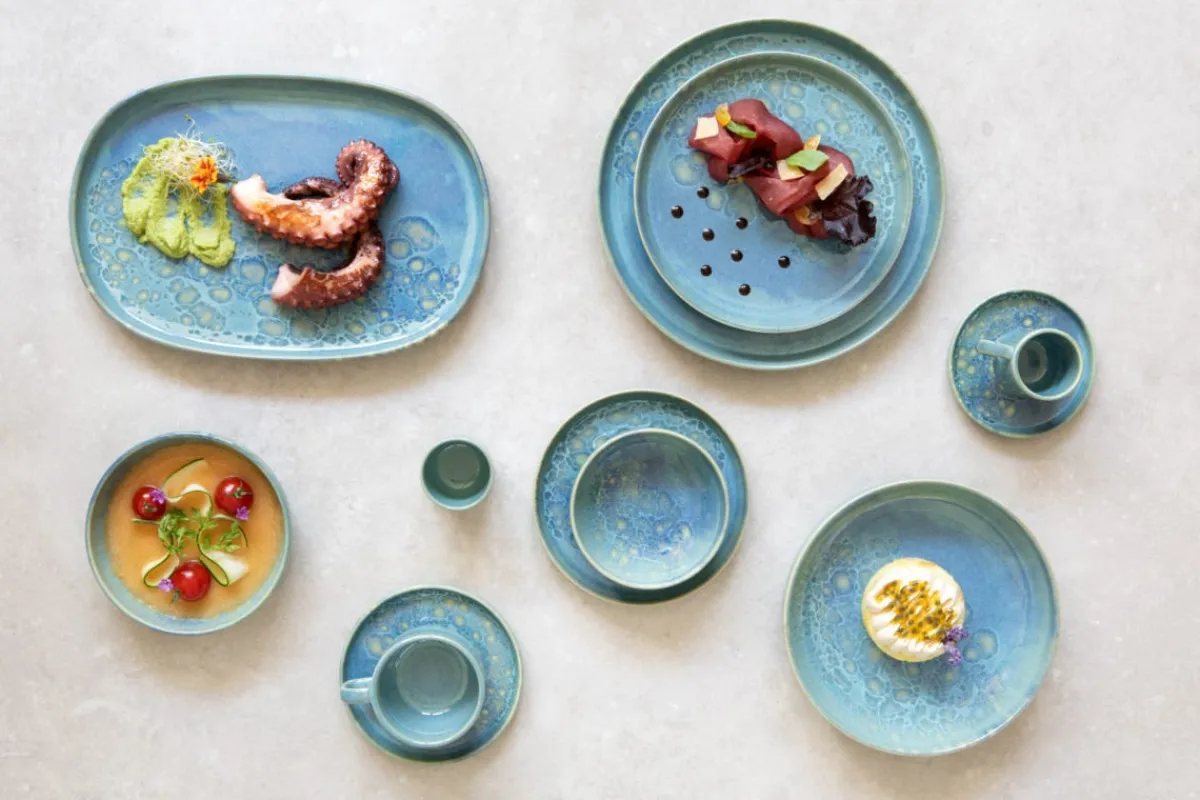Assiette creuse rond bleu grès émaillé Ø 22 cm Magic - ACCOLADE Sale