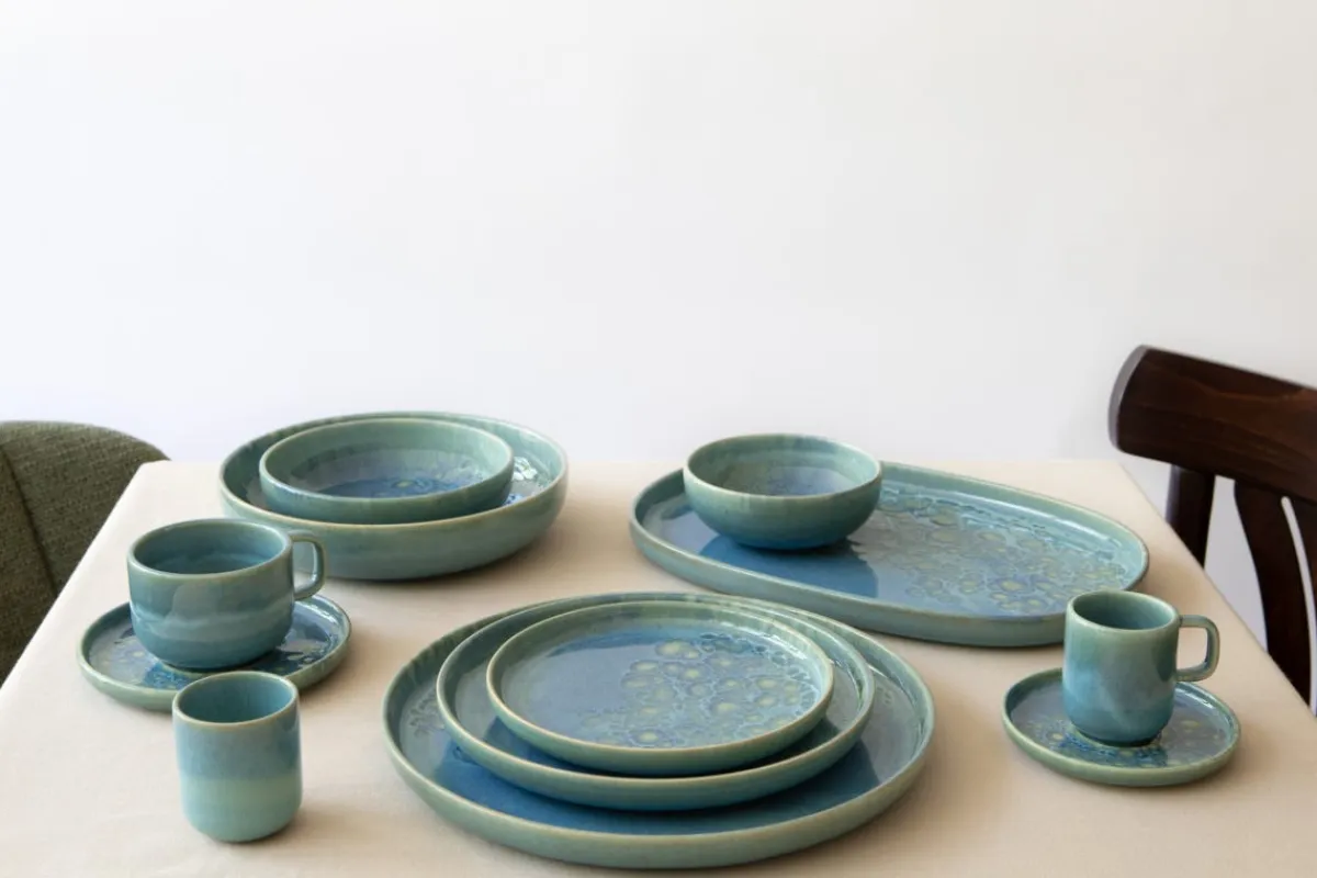 Assiette creuse rond bleu grès émaillé Ø 22 cm Magic - ACCOLADE Sale