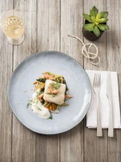 PRO.MUNDI Assiette creuse rond bleu grès émaillé Ø 22 cm Sky Clearance