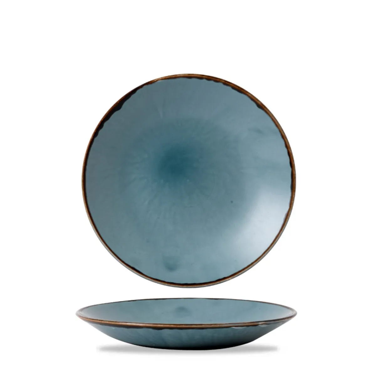 Assiette creuse rond bleu porcelaine vitrifiée Ø 25,6 cm Harvest - DUDSON Hot