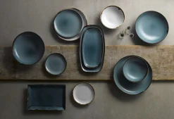 Assiette creuse rond bleu porcelaine vitrifiée Ø 26,4 cm Harvest - DUDSON Discount
