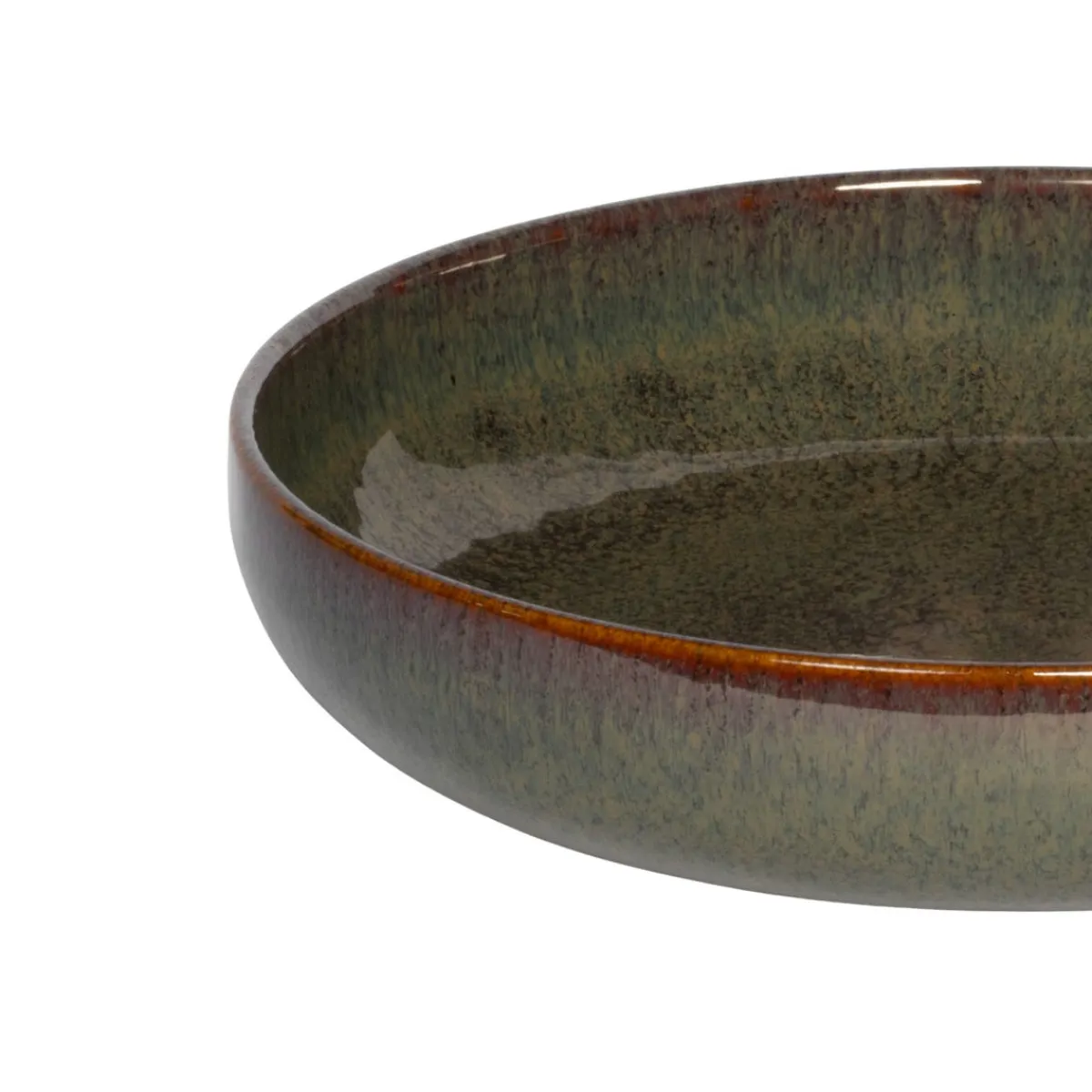 Assiette creuse rond Marron Bleu grès émaillé Ø 22 cm Amber - ACCOLADE Outlet
