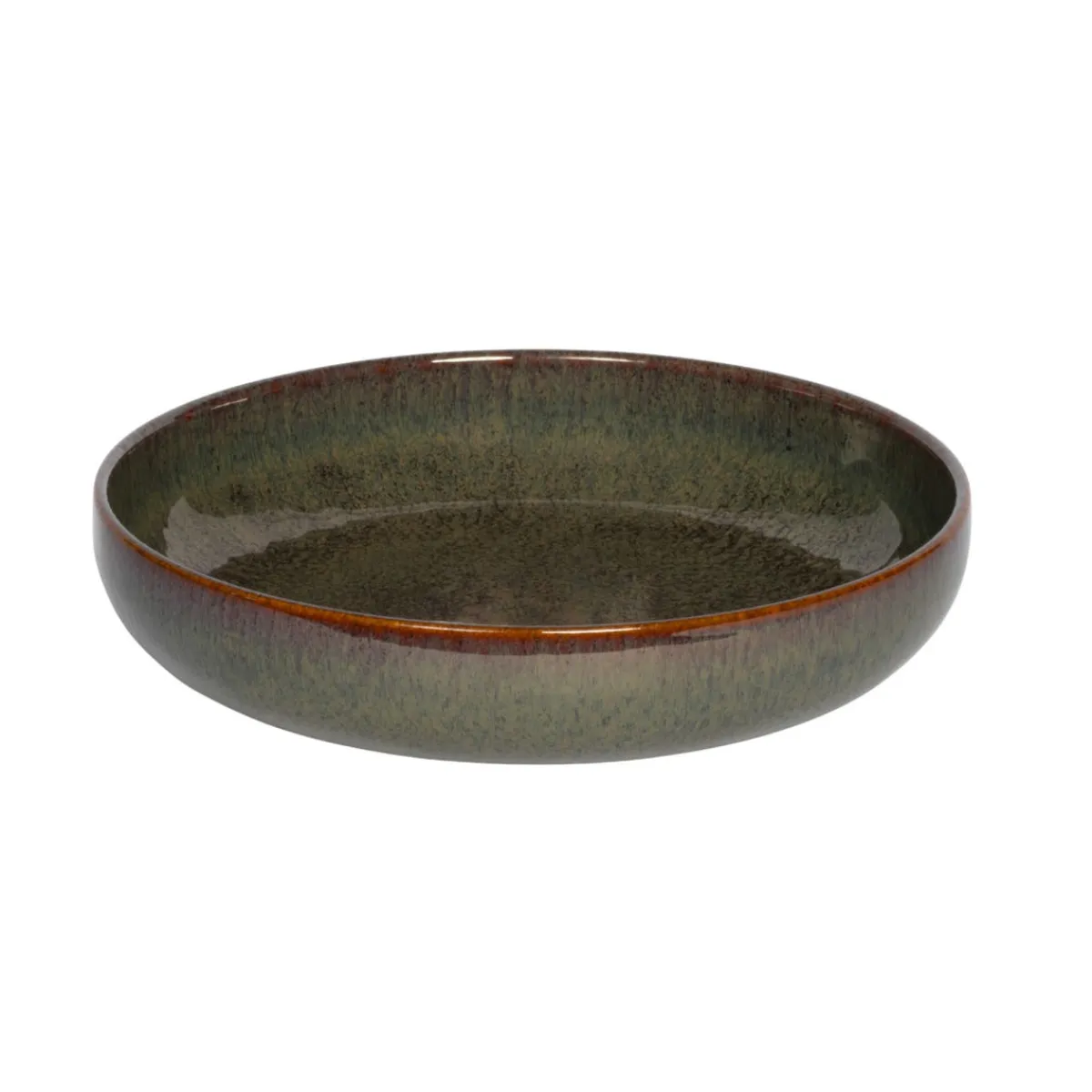 Assiette creuse rond Marron Bleu grès émaillé Ø 22 cm Amber - ACCOLADE Outlet