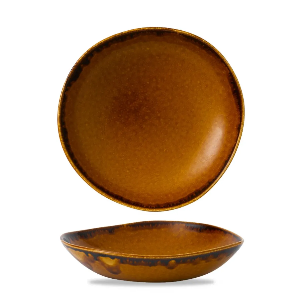 DUDSON Assiette creuse rond marron porcelaine vitrifiée Ø 26,4 cm Harvest Online
