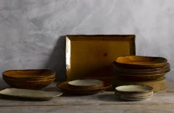 DUDSON Assiette creuse rond marron porcelaine vitrifiée Ø 26,4 cm Harvest Online