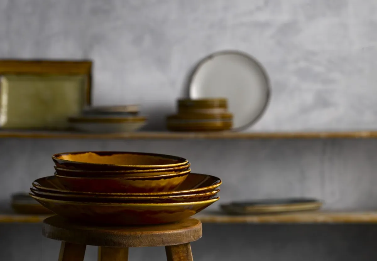 Assiette creuse rond marron porcelaine vitrifiée Ø 27,8 cm Harvest - DUDSON Online