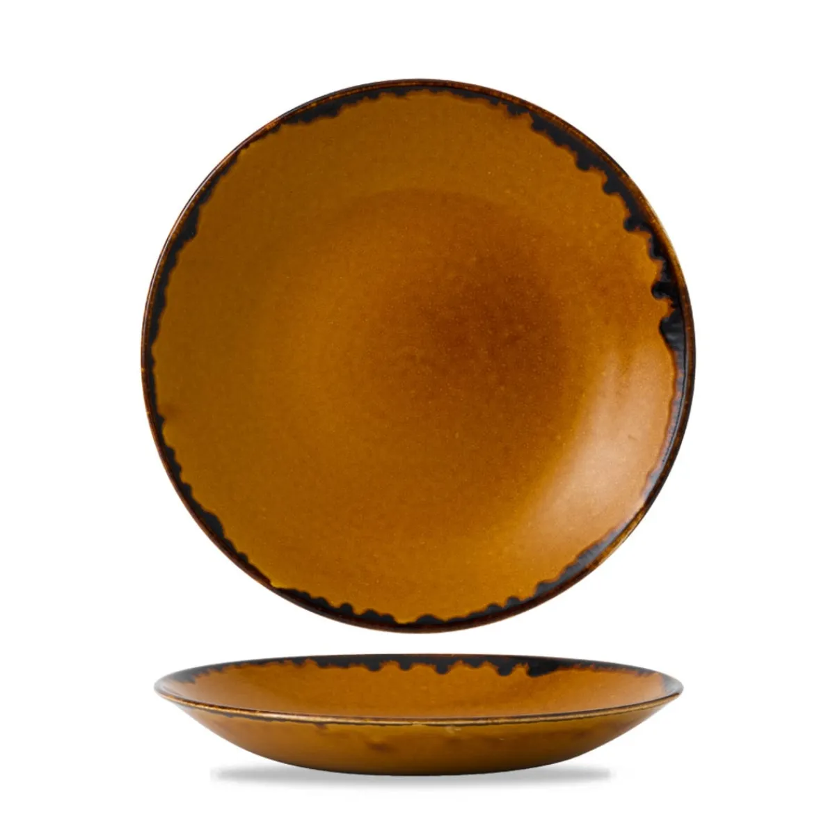 Assiette creuse rond marron porcelaine vitrifiée Ø 27,8 cm Harvest - DUDSON Online