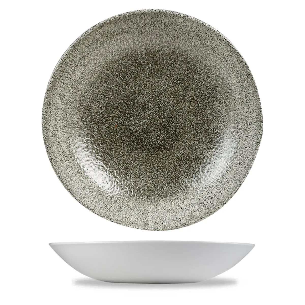 Assiette creuse rond noir porcelaine vitrifiée Ø 24,8 cm Raku Quartz - CHURCHILL Sale