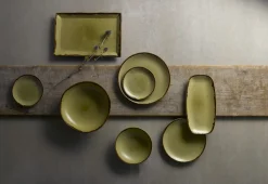 Assiette creuse rond vert porcelaine vitrifiée Ø 26,4 cm Harvest - DUDSON Discount