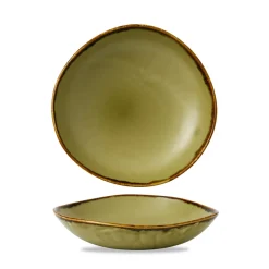 Assiette creuse rond vert porcelaine vitrifiée Ø 26,4 cm Harvest - DUDSON Discount