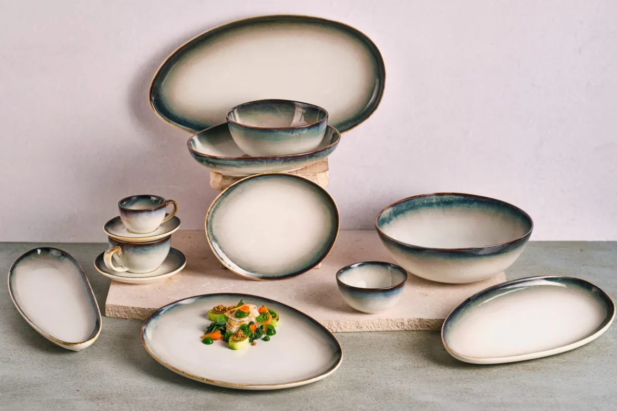 PROOF Assiette de présentation ovale blanc porcelaine 38x21 cm Akoya