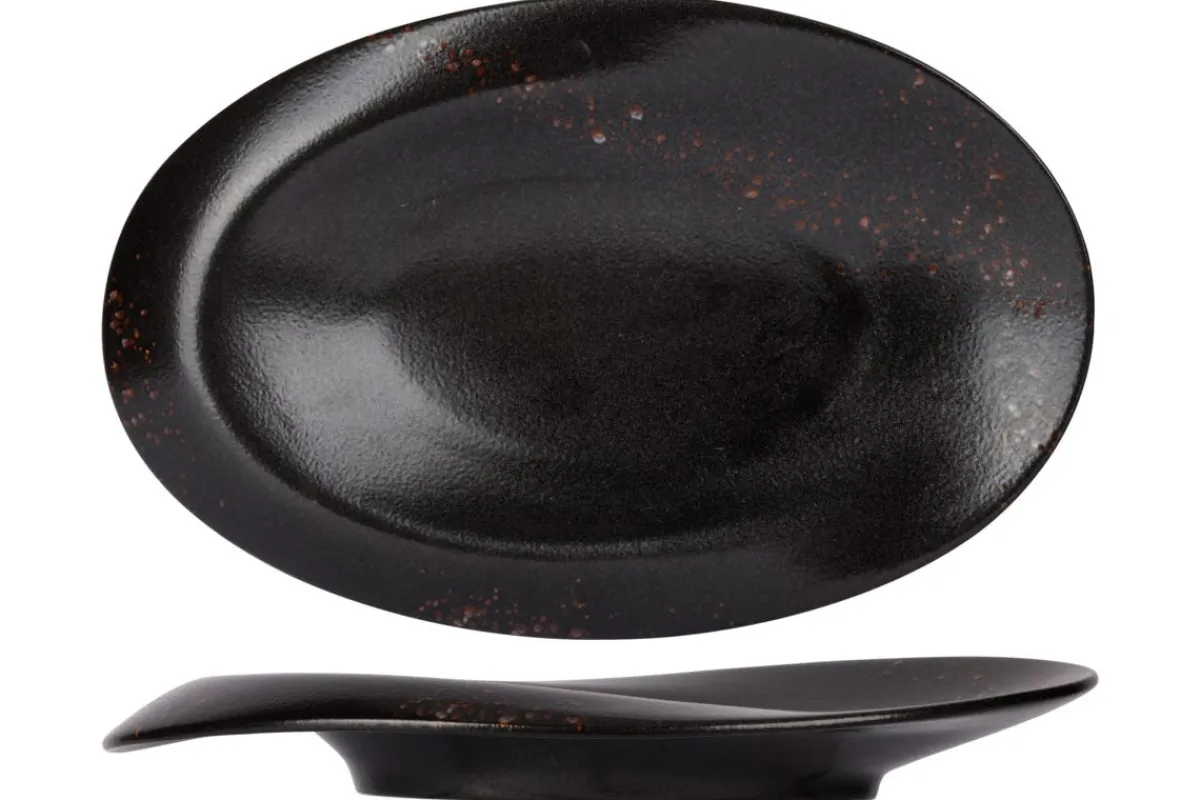 PROOF Assiette de présentation ovale noir porcelaine 33 cm Etna Sale