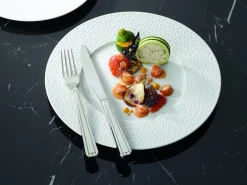 Assiette de présentation rond blanc porcelaine de limoges Ø 32 cm L' Perles De Rosee Blanches - DEGRENNE