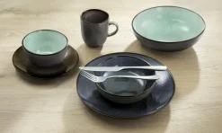 MEDARD DE NOBLAT Assiette à dessert rond turquoise grès émaillé Ø 21 cm Feeling Discount