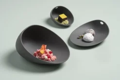 Assiette noir porcelaine 10x8 cm Jomon - COOKPLAY Outlet