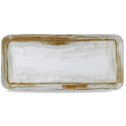 DUDSON Assiette organique beige porcelaine vitrifiée 35x16 cm Finca Sanstone Outlet