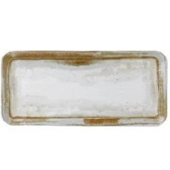 DUDSON Assiette organique beige porcelaine vitrifiée 27x16 cm Finca Sanstone