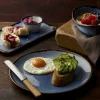 DUDSON Assiette organique bleu indigo porcelaine vitrifiée 27x16 cm Harvest Clearance
