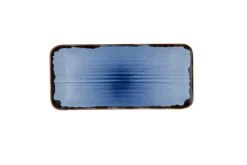 Assiette organique bleu indigo porcelaine vitrifiée 35x16 cm Harvest - DUDSON Outlet