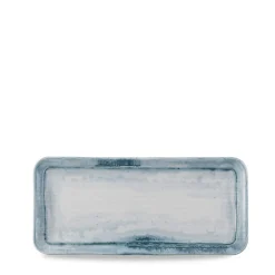 Assiette organique bleu porcelaine vitrifiée 35x16 cm Finca Limestone - DUDSON Clearance