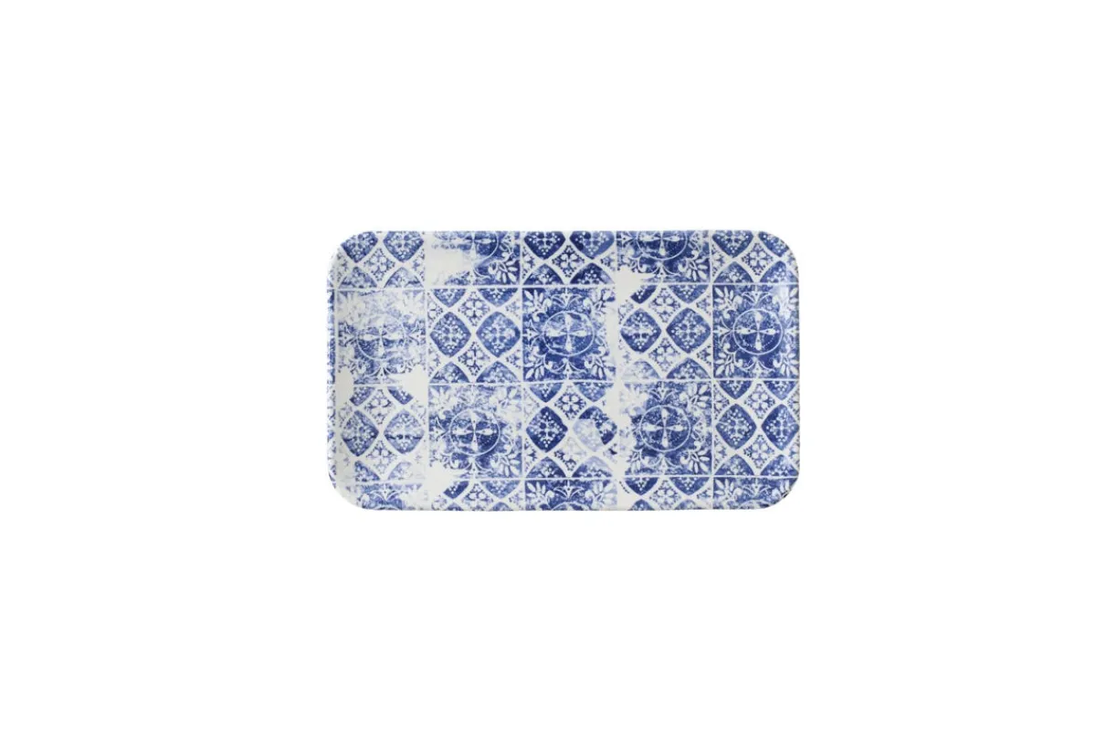Assiette organique bleu porcelaine vitrifiée 27x16 cm Porto - DUDSON Best