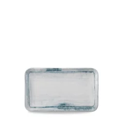 Assiette organique bleu porcelaine vitrifiée 27x16 cm Finca Limestone - DUDSON