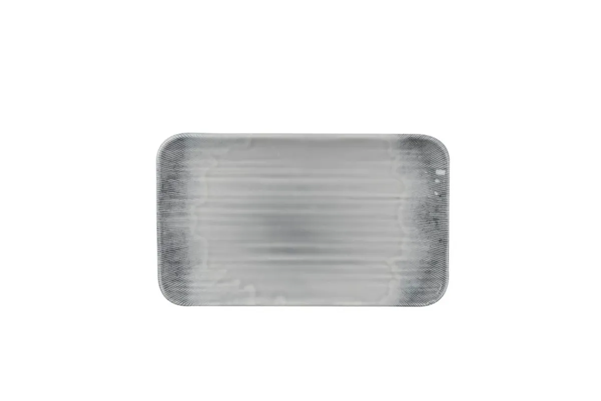 Assiette organique gris porcelaine vitrifiée 27x16 cm Harvest Flux - DUDSON Discount