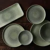 Assiette organique vert porcelaine vitrifiée 35x16 cm Harvest Grain - DUDSON Online
