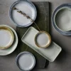 DUDSON Assiette organique vert porcelaine vitrifiée 35x16 cm Finca Flint Clearance