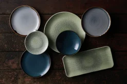 DUDSON Assiette organique vert porcelaine vitrifiée 27x16 cm Harvest Grain Outlet