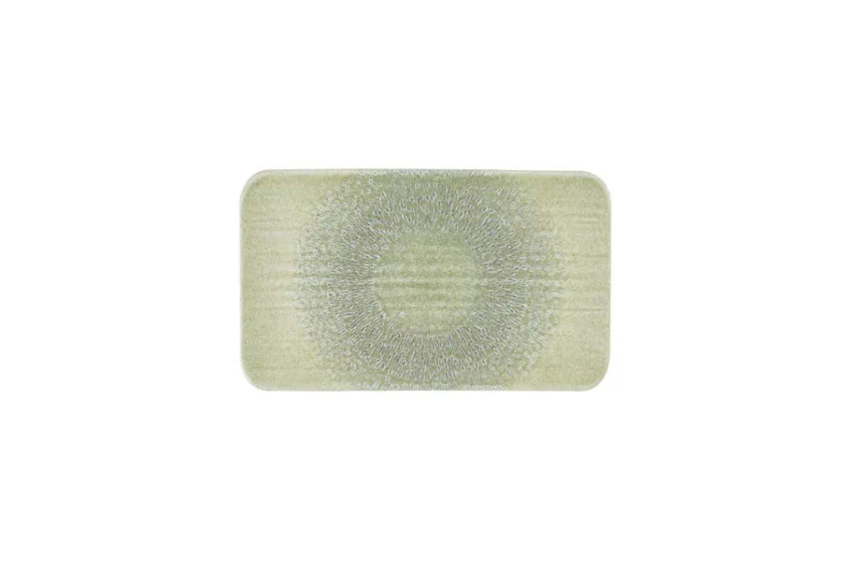 DUDSON Assiette organique vert porcelaine vitrifiée 27x16 cm Harvest Grain Outlet