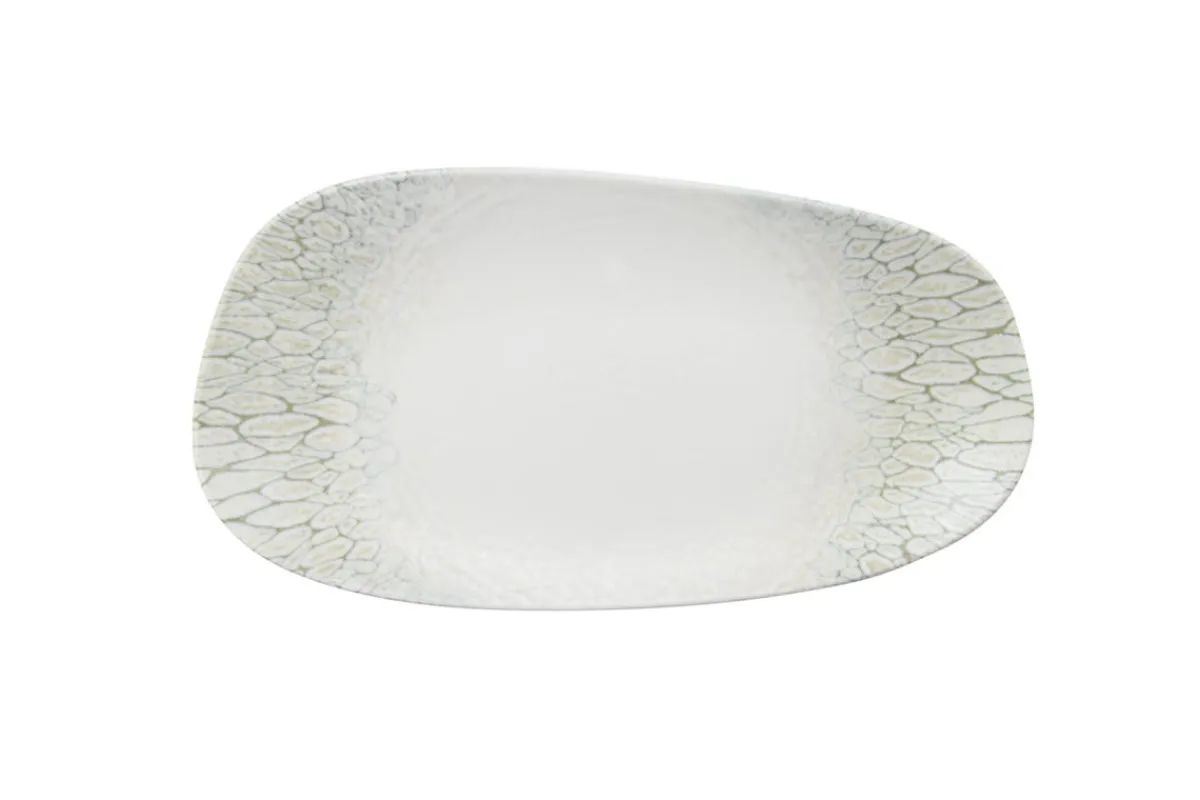 Assiette ovale beige porcelaine 18,5x35 cm Butterfly - DUDSON Outlet