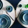 Assiette ovale bleu grès émaillé 33x22,5 cm Magic - ACCOLADE Discount