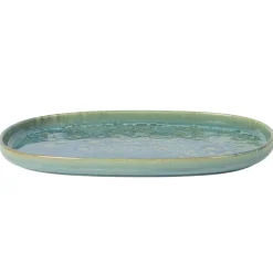 Assiette ovale bleu grès émaillé 33x22,5 cm Magic - ACCOLADE Discount