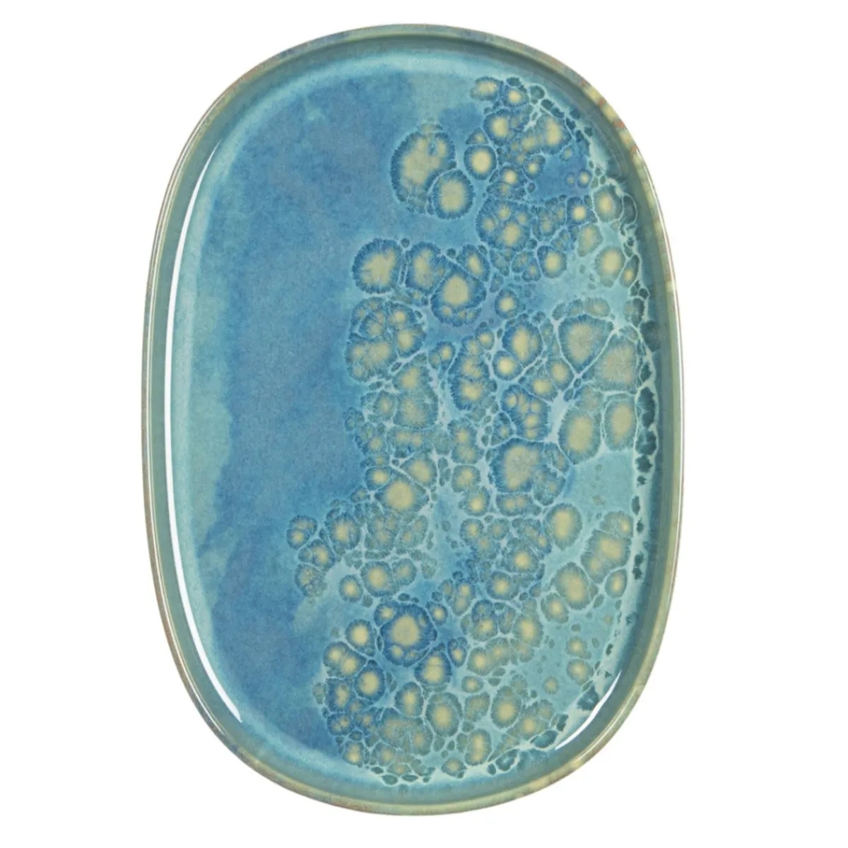 Assiette ovale bleu grès émaillé 33x22,5 cm Magic - ACCOLADE Discount