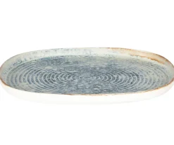 Assiette ovale bleu grès émaillé 33x22,5 cm Ice - ACCOLADE Clearance