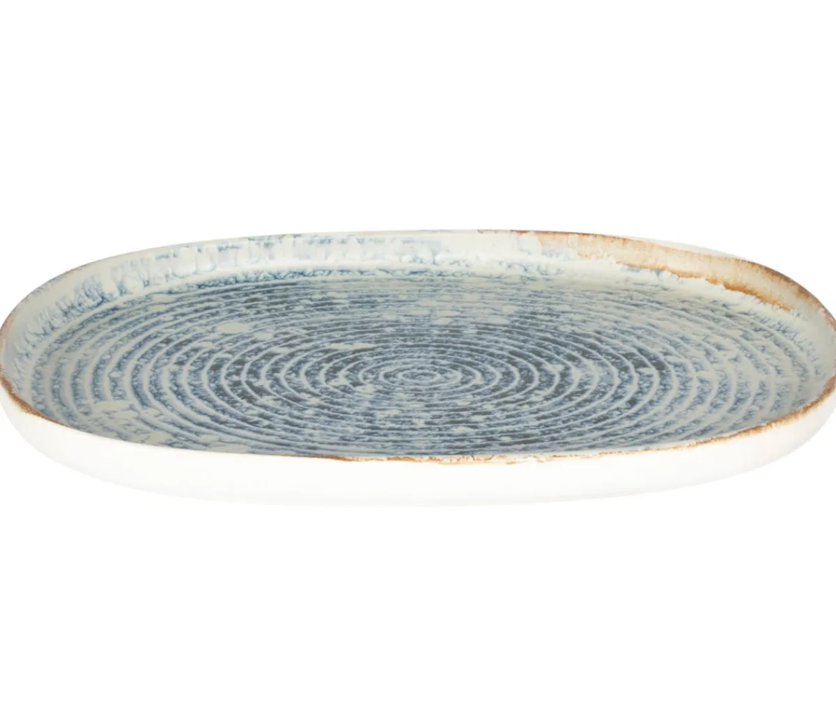 Assiette ovale bleu grès émaillé 33x22,5 cm Ice - ACCOLADE Clearance