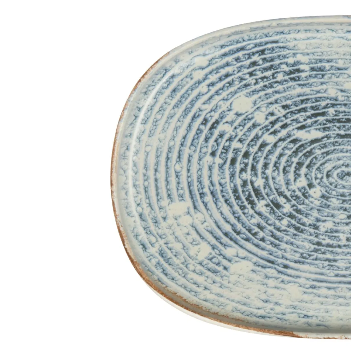 Assiette ovale bleu grès émaillé 33x22,5 cm Ice - ACCOLADE Clearance
