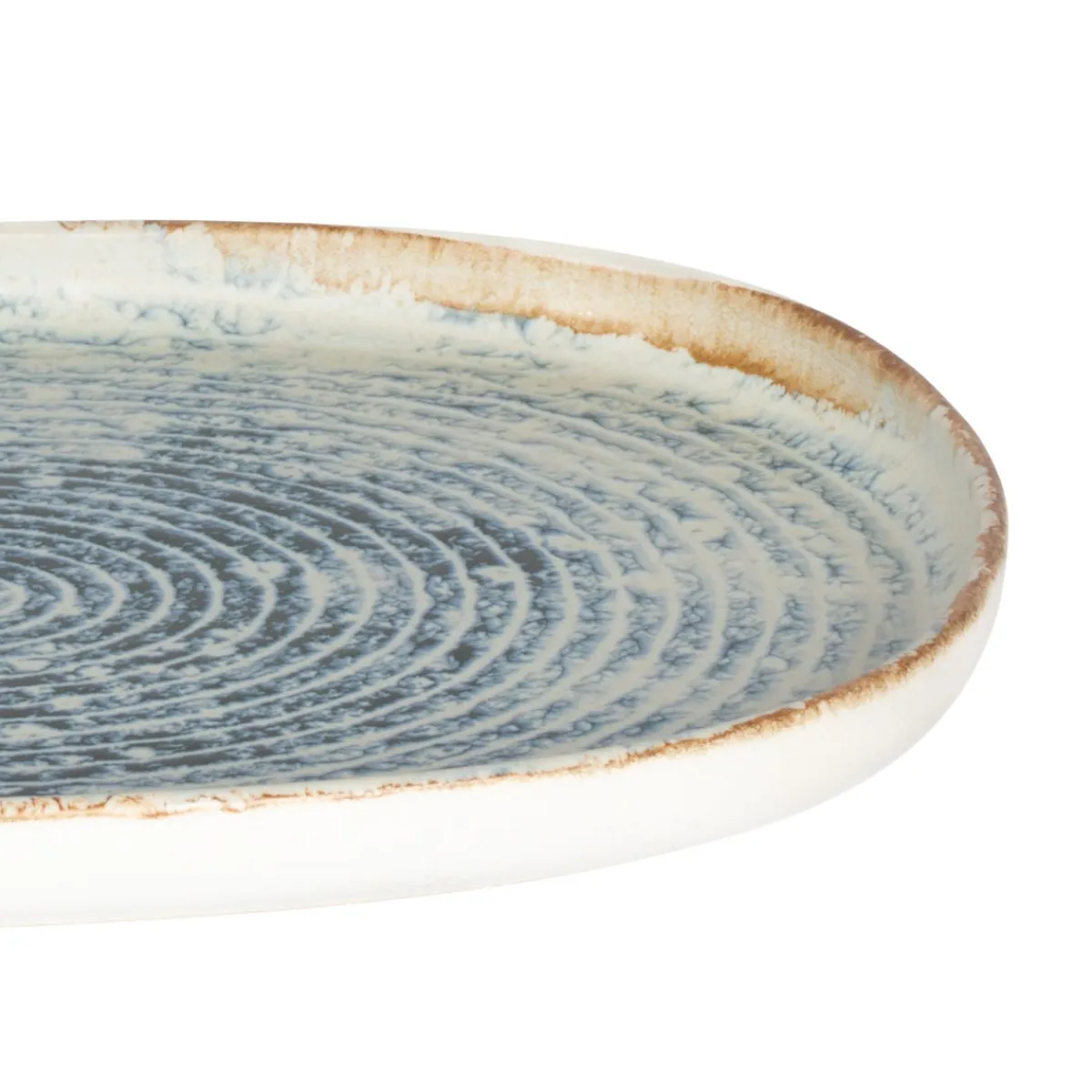 Assiette ovale bleu grès émaillé 33x22,5 cm Ice - ACCOLADE Clearance
