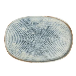 Assiette ovale bleu grès émaillé 33x22,5 cm Ice - ACCOLADE Clearance