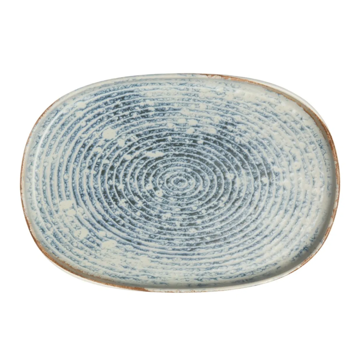 Assiette ovale bleu grès émaillé 33x22,5 cm Ice - ACCOLADE Clearance