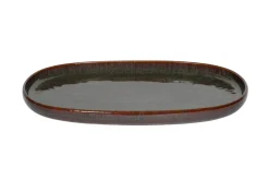 Assiette ovale Marron Bleu grès émaillé 33x22,5 cm Amber - ACCOLADE Hot