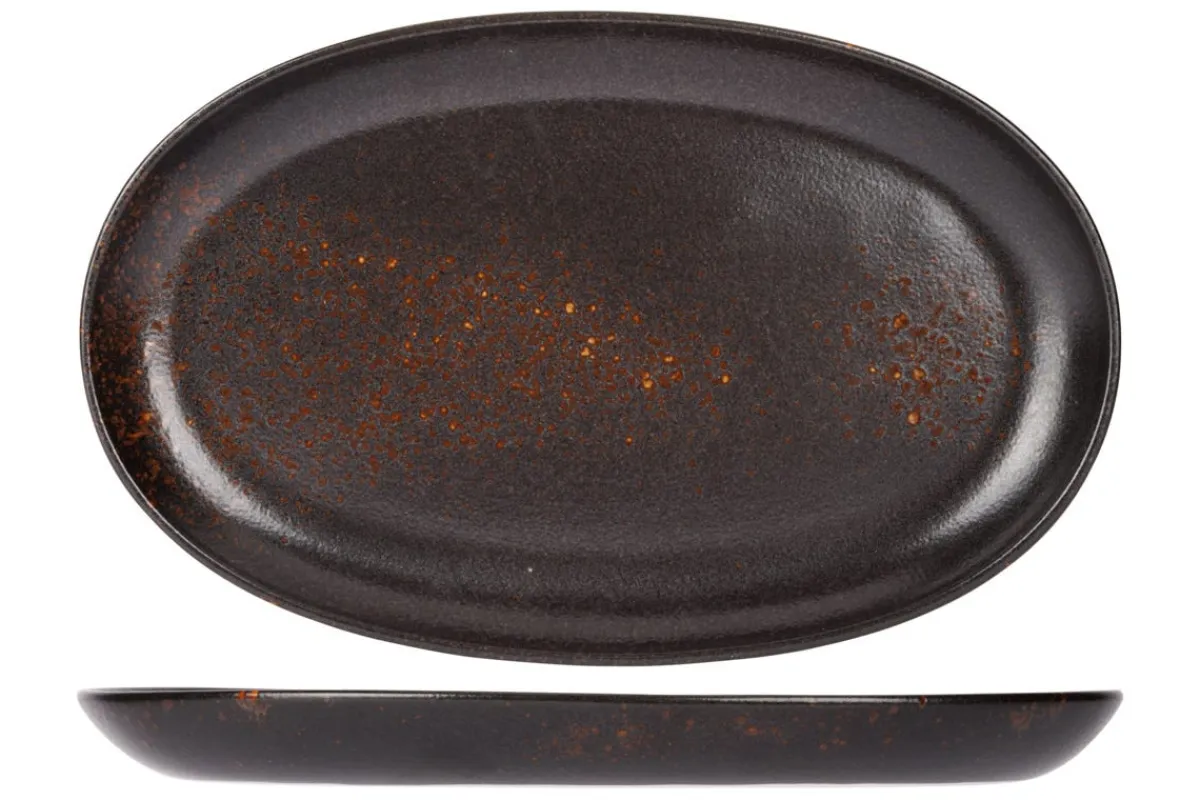 Assiette ovale noir porcelaine 35x22 cm Etna - PROOF Clearance