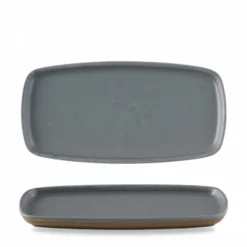 CHURCHILL Assiette à partager rectangulaire gris porcelaine vitrifiée 30x14,7 cm Emerge Seatle Hot